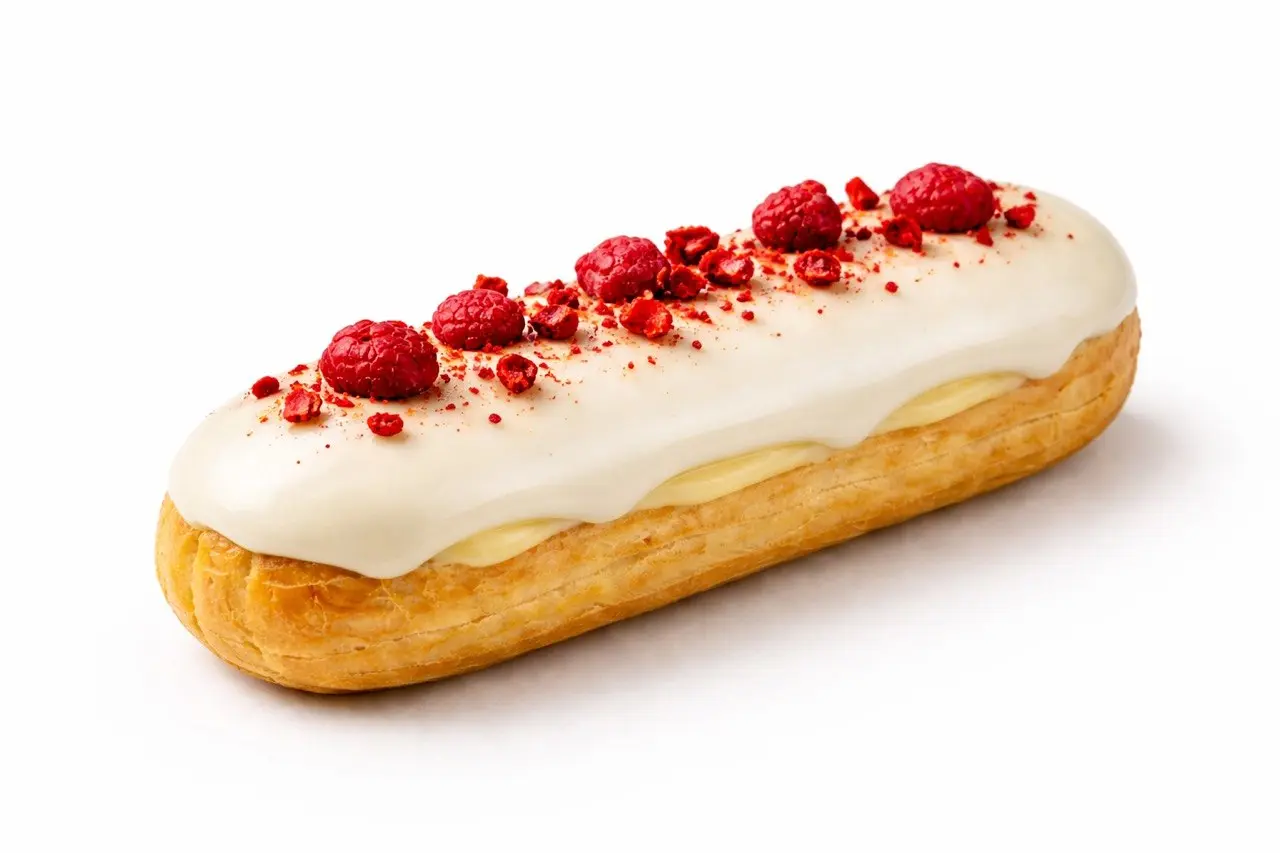 Hvit sjokolade & bær éclair